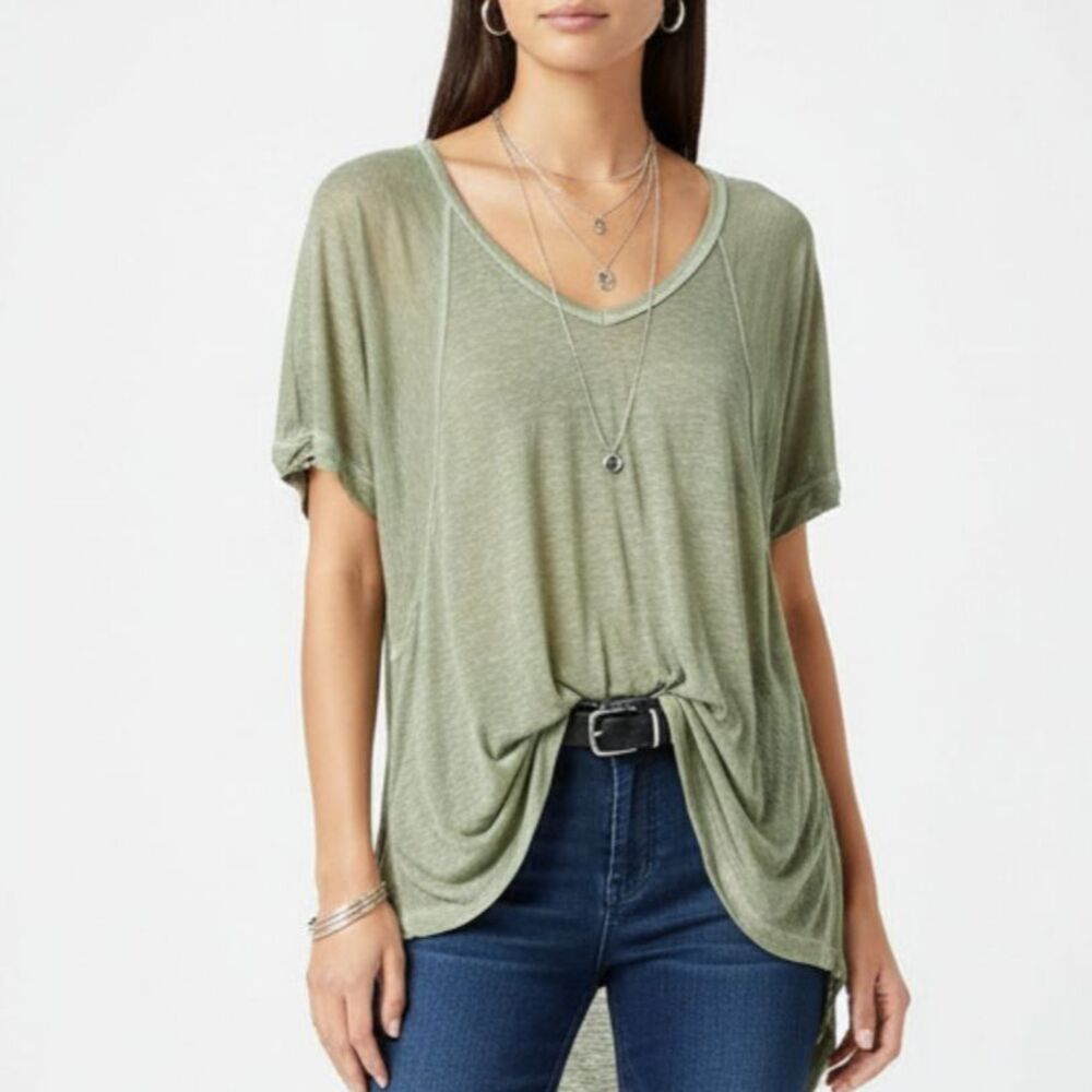 POL Army Green Short Sleeve Crew Neck Tee T Shirt Top L